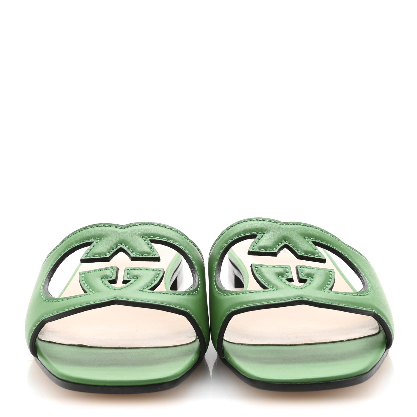 Cosmos Softy Calfskin Interlocking G Cut Out Slide Sandals 40 New Shamarock