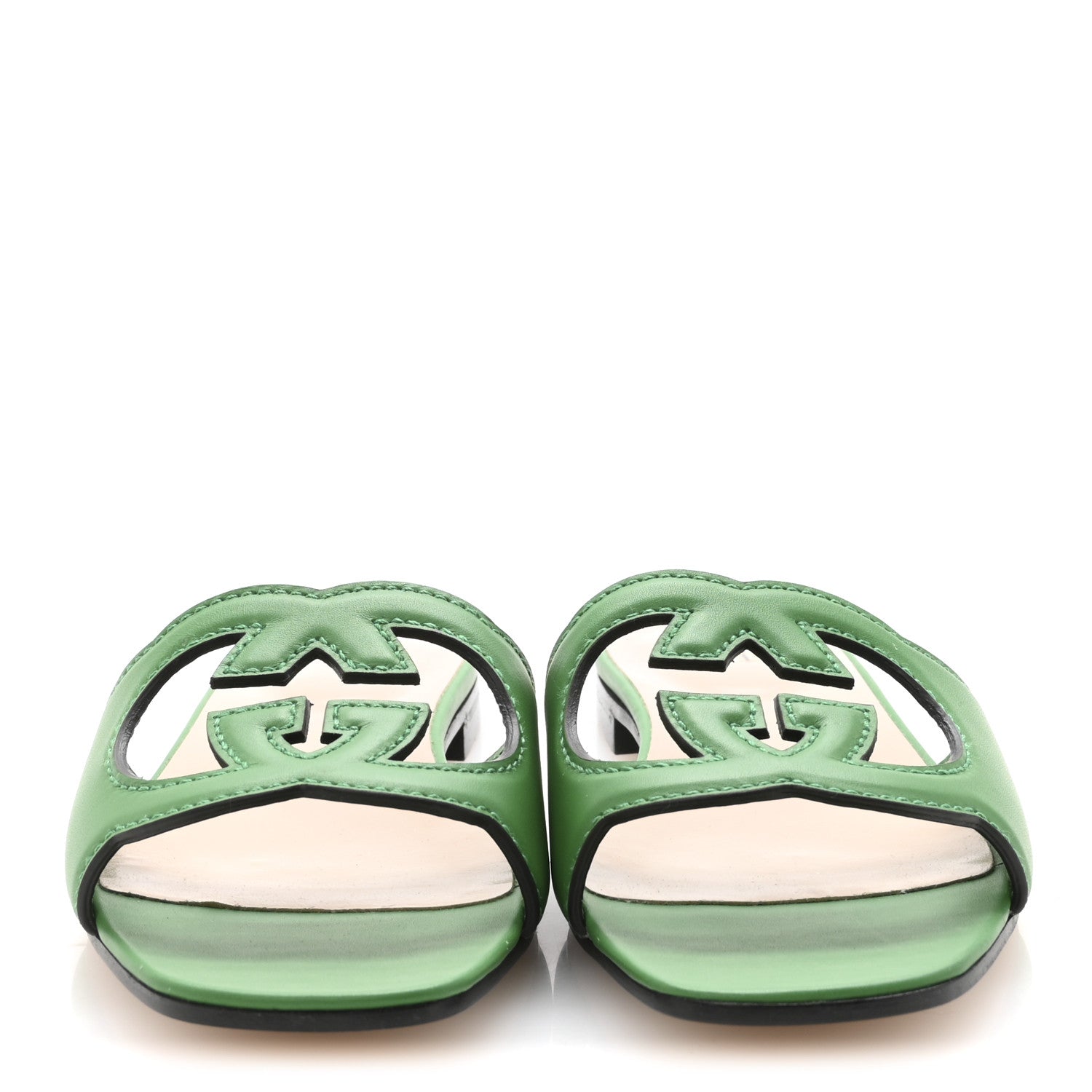 Gucci Cosmos Softy Calfskin Interlocking G Cut Out Slide Sandals 40 New Shamarock 3 of 8