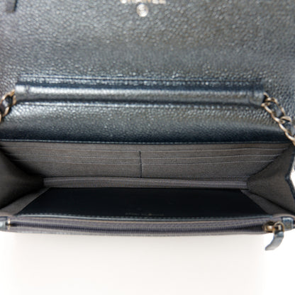 Chanel Pearly Caviar Quilted Wallet on Chain WOC Grey 5 of 12