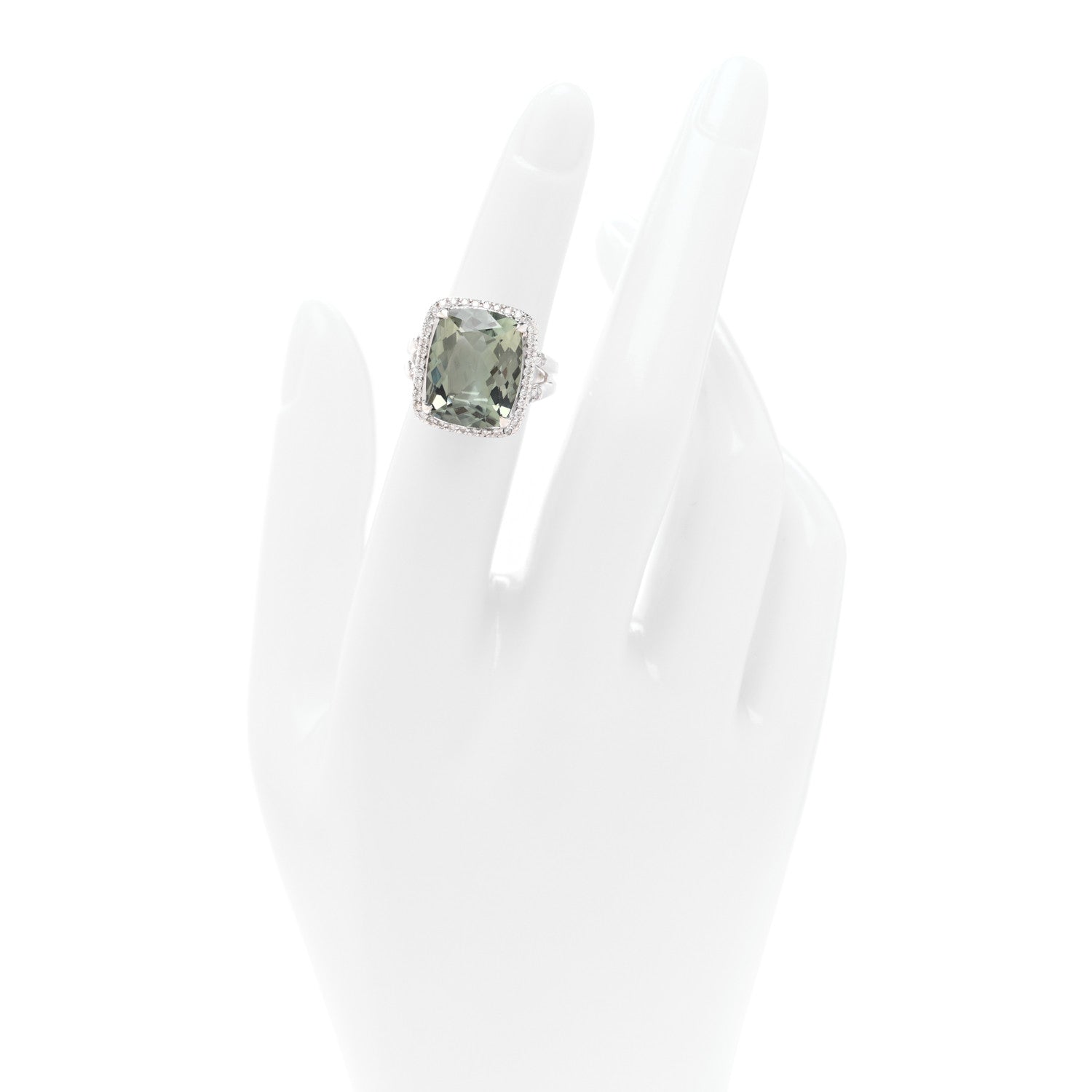John Hardy Sterling Silver Prasiolite Diamond Classic Chain Magic Ring 49 5 2 of 5