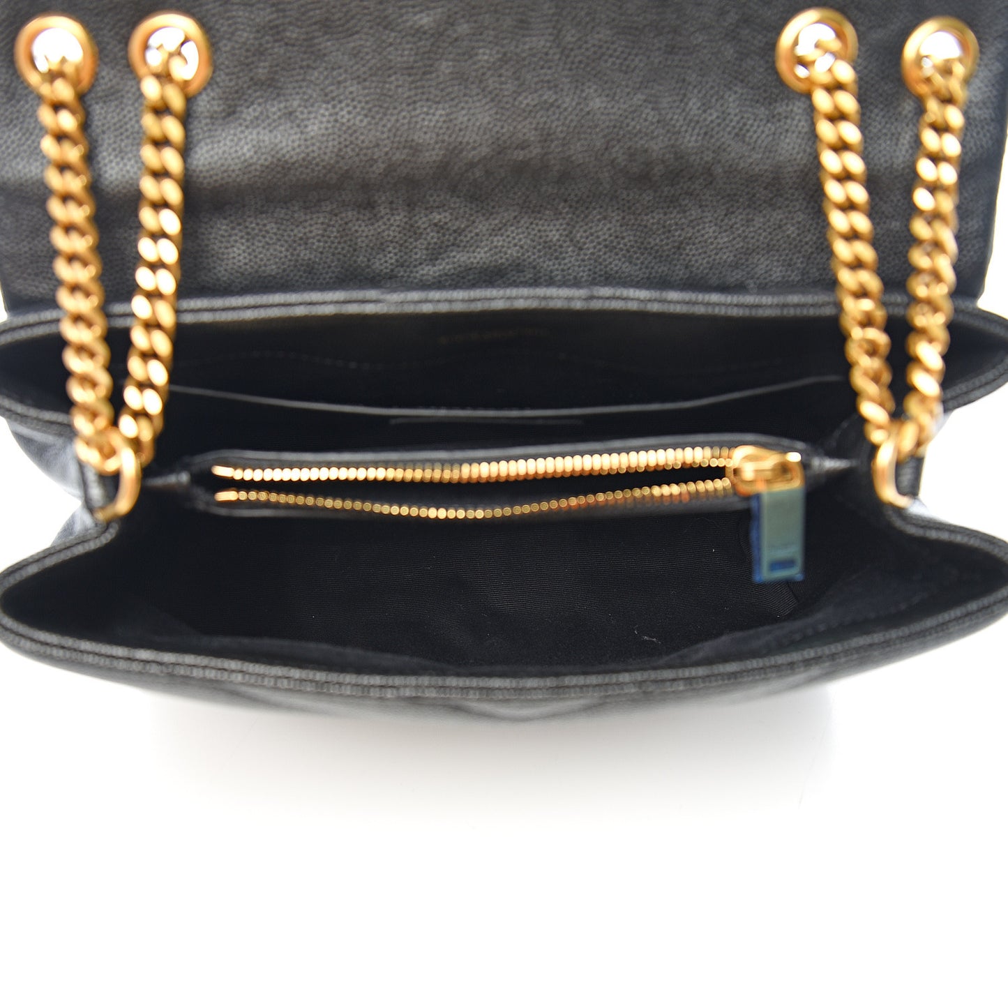 Grain de Poudre Calfskin Y Quilted Monogram Small Loulou Chain Satchel Black