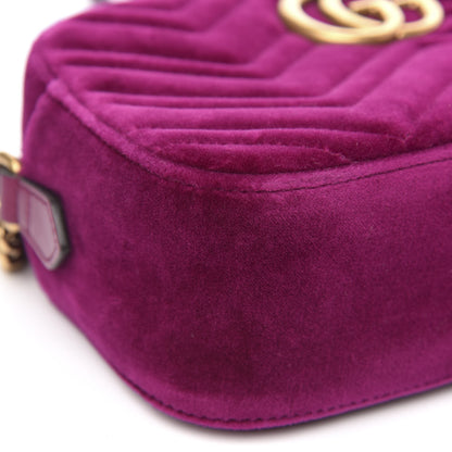 Gucci Velvet Matelasse Small GG Marmont Chain Shoulder Bag Fuchsia Violet Cyclamen 9 of 10