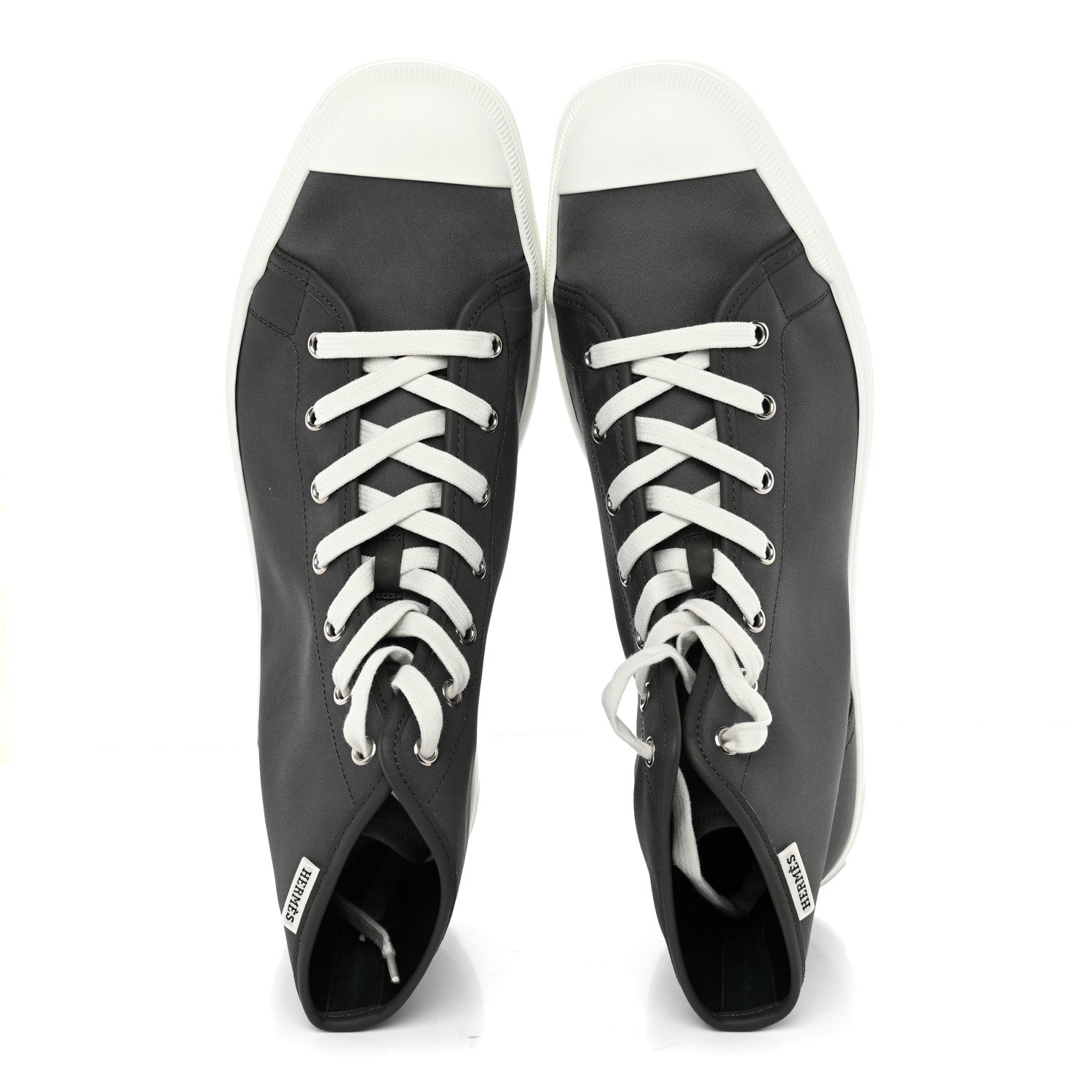 Hermes Nylon Mens Express High Top Sneaker 44 Gris Meyer White 2 of 10