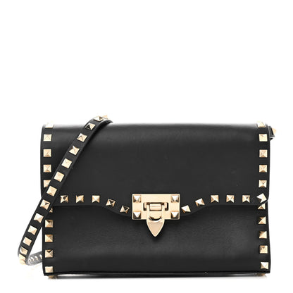 Valentino Garavani Vitello Medium Rockstud Flip Lock Crossbody Bag Black 1 of 12