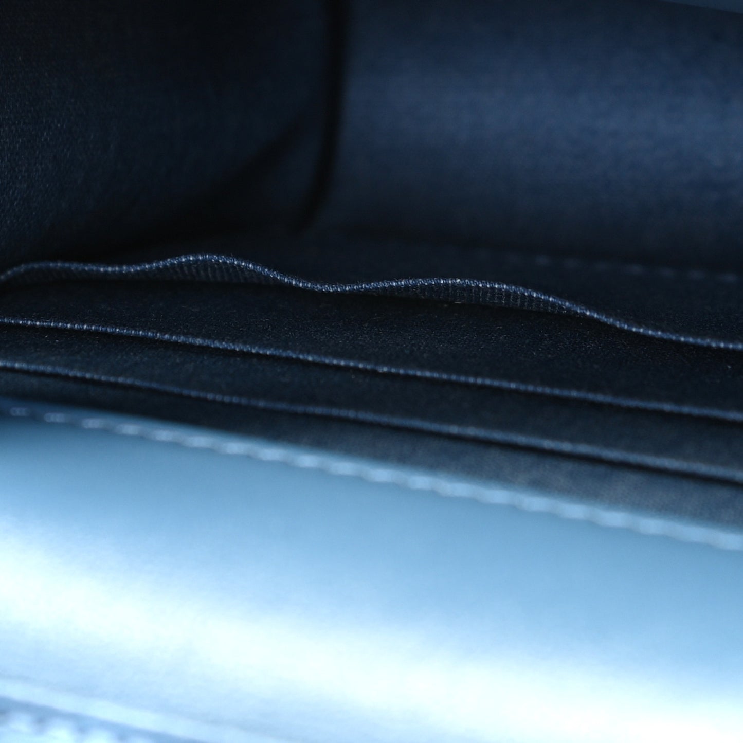 Denim Quilted CC Pearl Crush Wallet On Chain WOC Blue