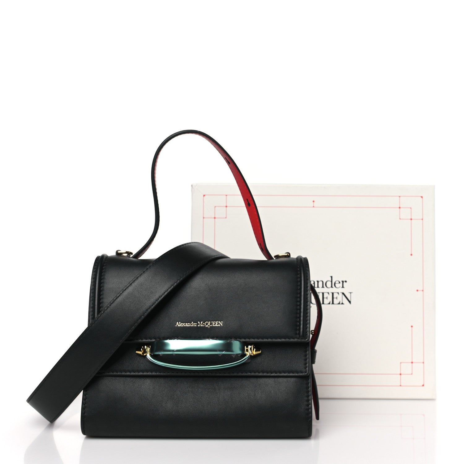 Alexander McQueen ALEXANDER MCQUEEN Calfskin The Small Story Bag Black Red 9 of 9