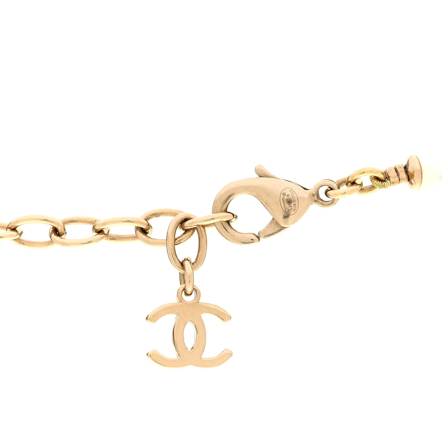 Chanel Pearl Crystal Logo Choker Gold Pearly White 5 of 5