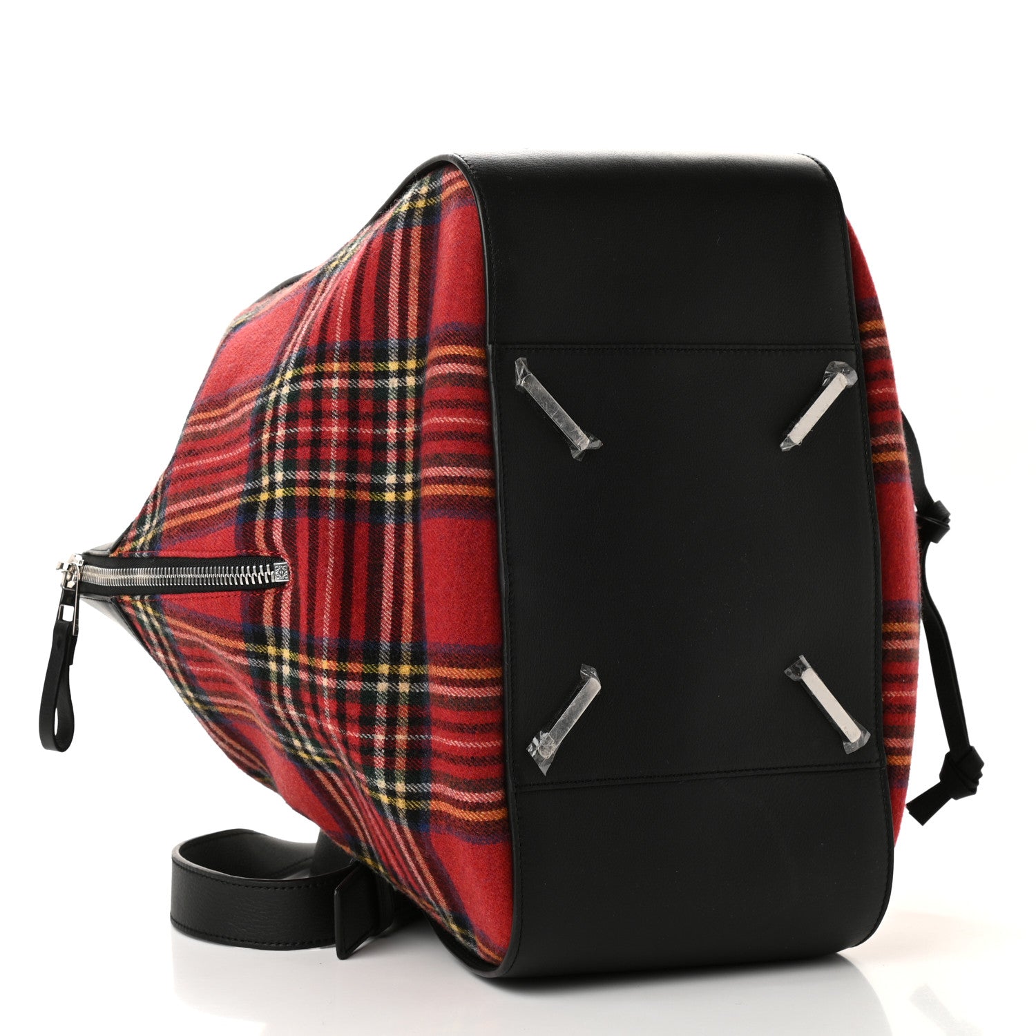 Loewe Wool Calfskin Medium Hammock Shoulder Bag Black Red Tartan 4 of 9