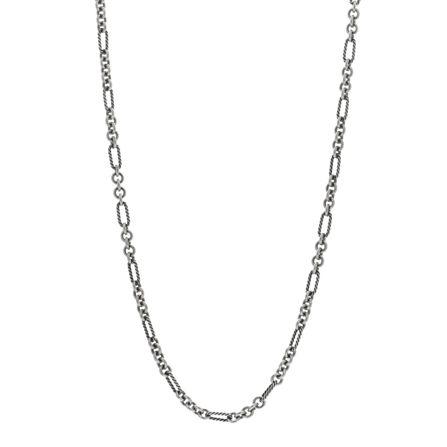 DAVID YURMAN Sterling Silver 18K Yellow Gold Figaro Chain Link Necklace