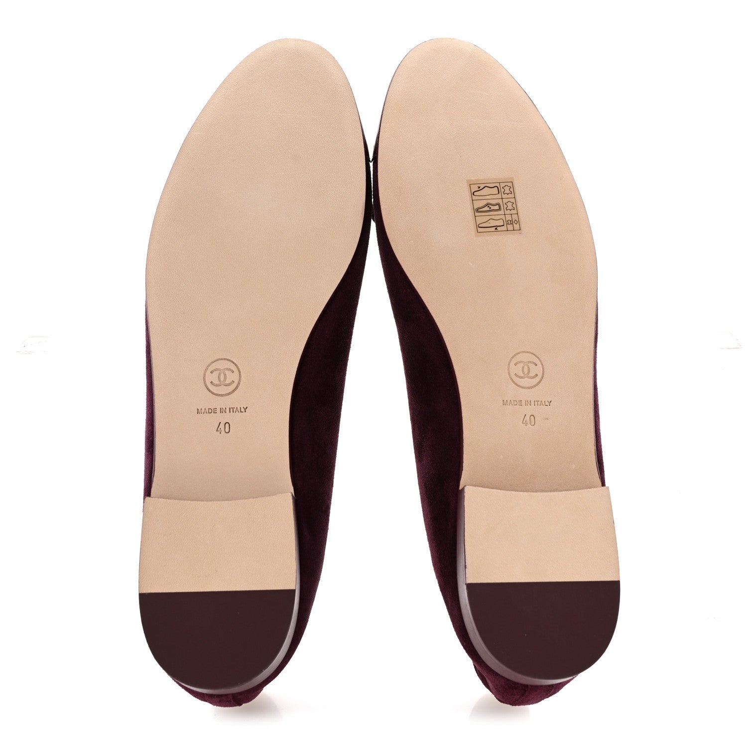 Chanel Suede Patent Calfskin Cap Toe CC Ballerina Flats 40 Burgundy 6 of 10