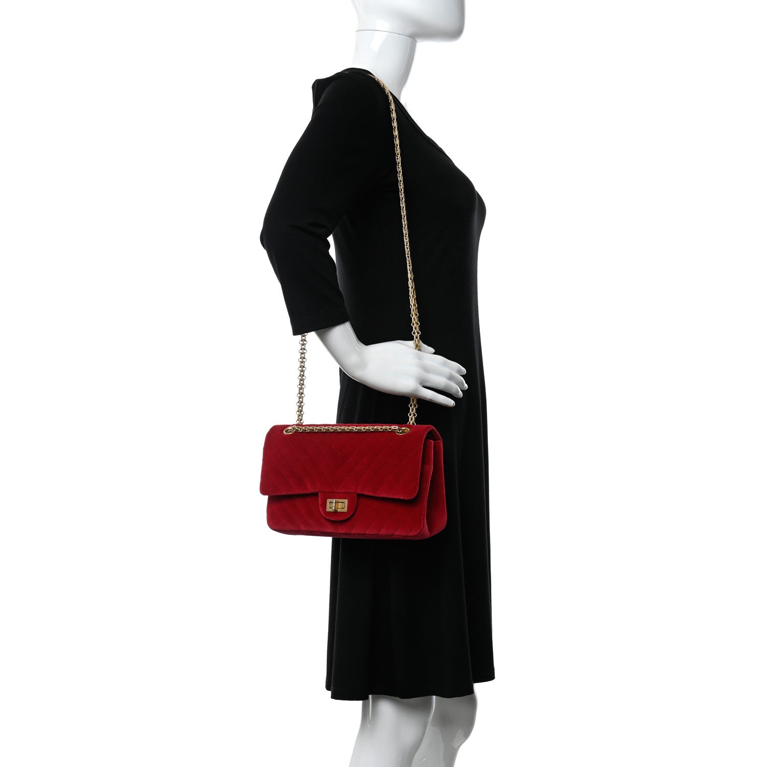 Chanel Velvet Chevron Quilted 2.55 Reissue 225 Flap Red 2 of 12