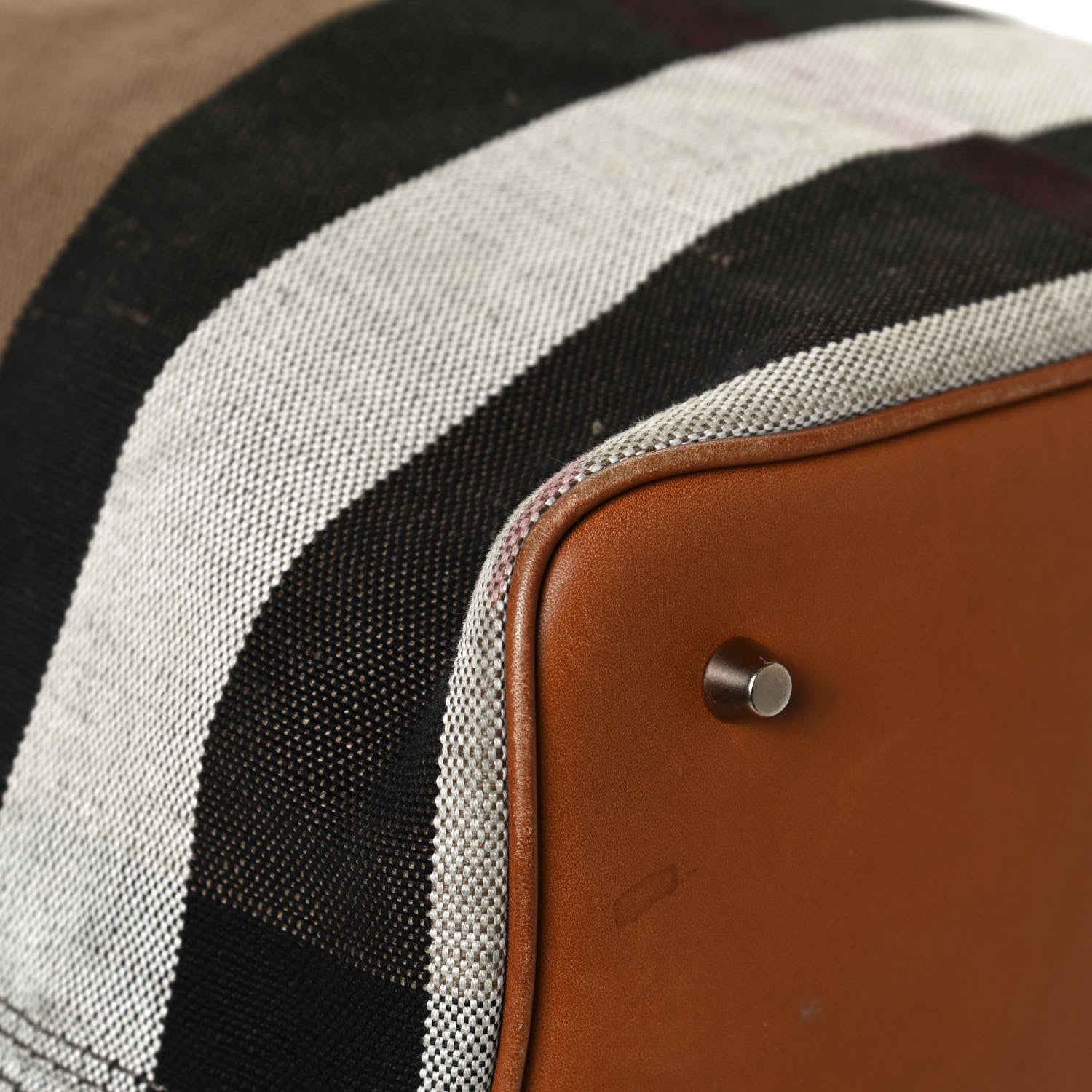 Burberry Canvas Mega Check Medium Ashby Hobo Saddle Brown 10 of 11