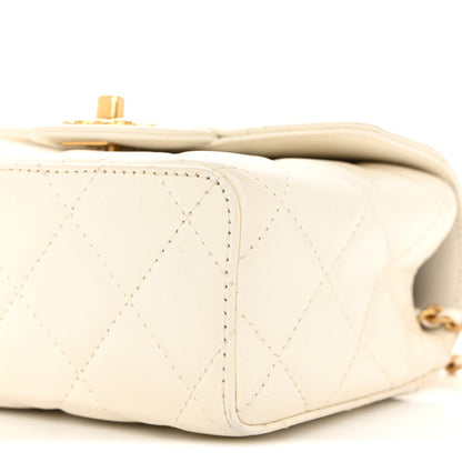 Chanel Lambskin Handle Crush Top Handle Flap Bag White 10 of 13
