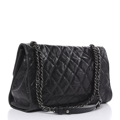 Chanel Crumpled Grained Calfskin Jumbo CC Crave Flap Black 3 of 15