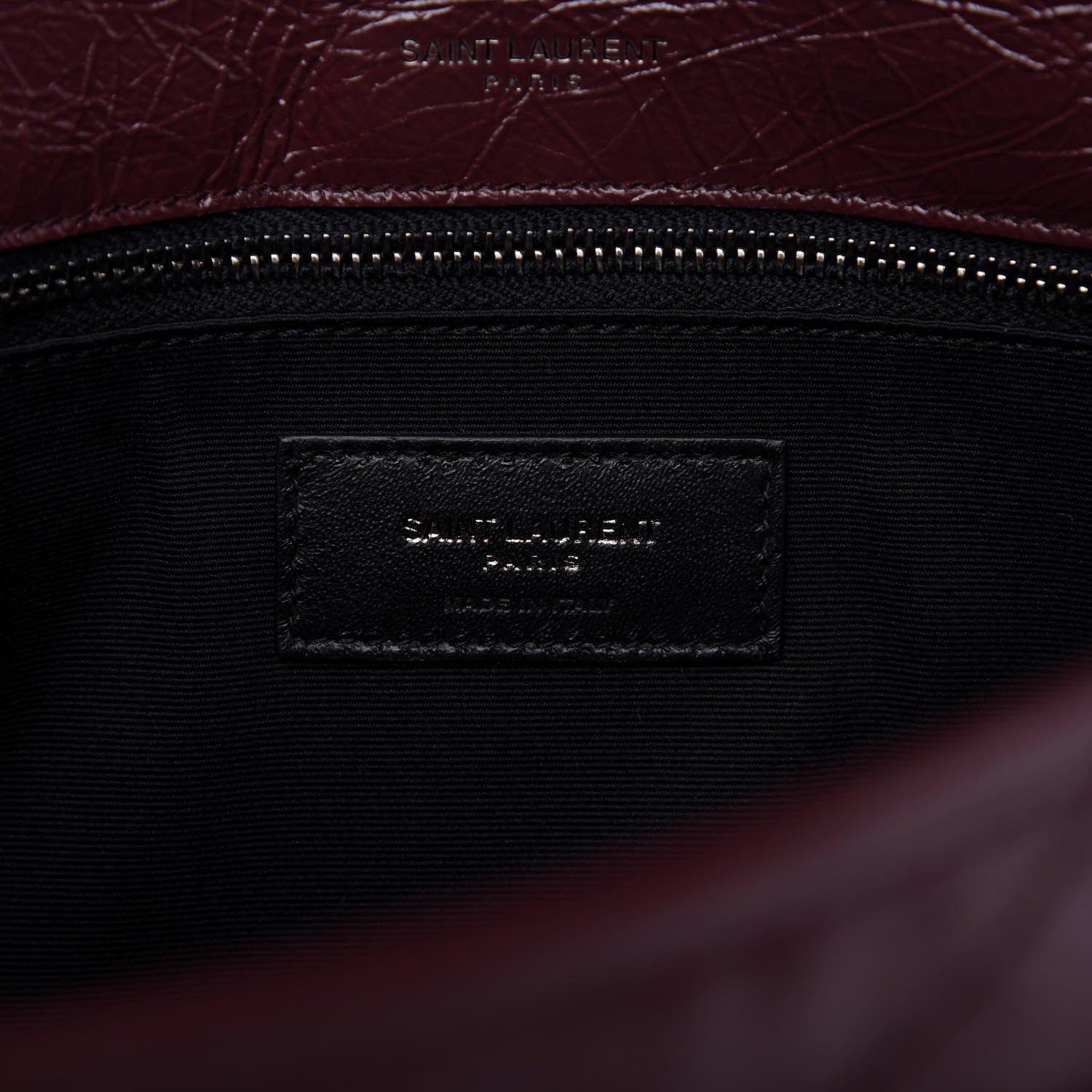 Saint Laurent Crinkled Calfskin Matelasse Monogram Large Niki Chain Satchel Rouge Legion 9 of 10