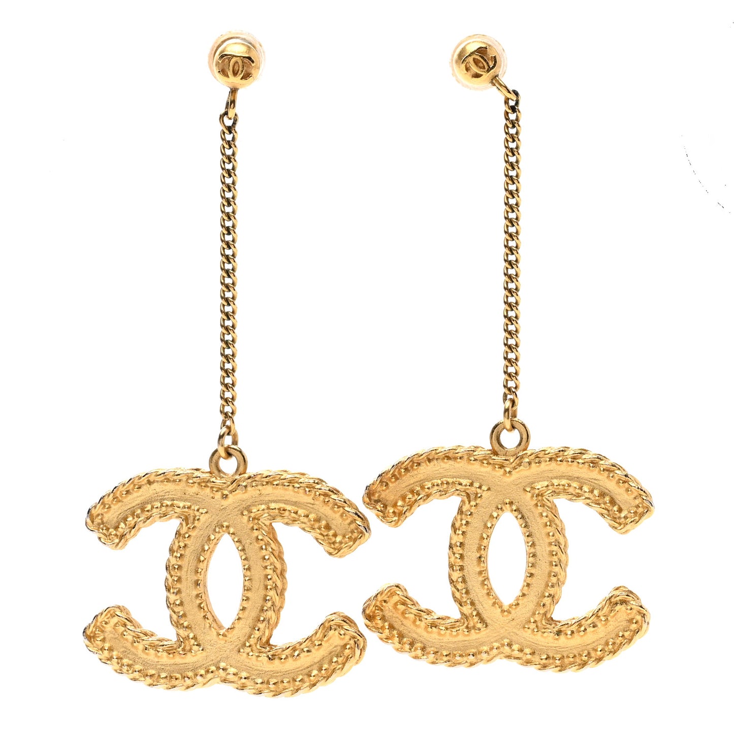 CC Drop Earrings Matte Gold