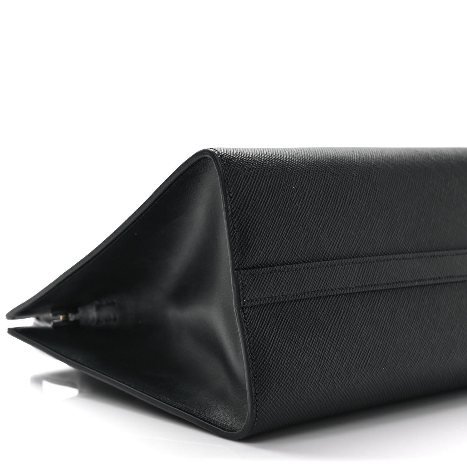 Prada Saffiano Cuir Calfskin Medium Monochrome Top Handle Tote Black 7 of 8