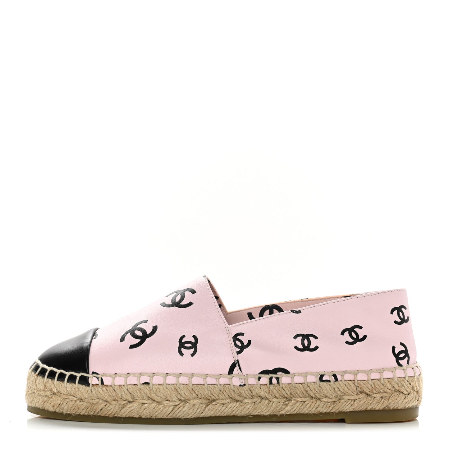 Lambskin Printed CC Espadrilles 36 Light Pink Black