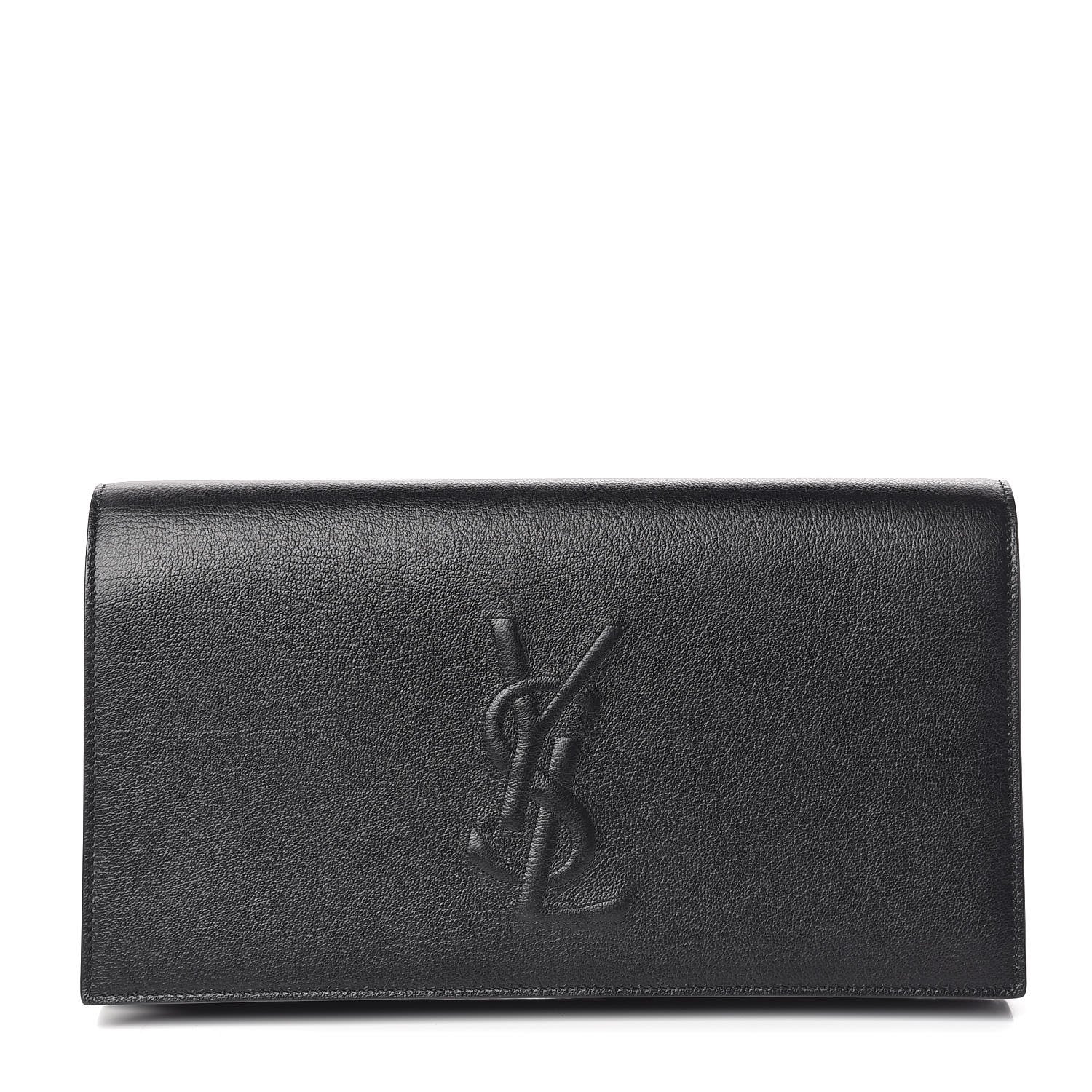 Saint Laurent Calfskin Monogram Large Belle De Jour Clutch Black 1 of 7