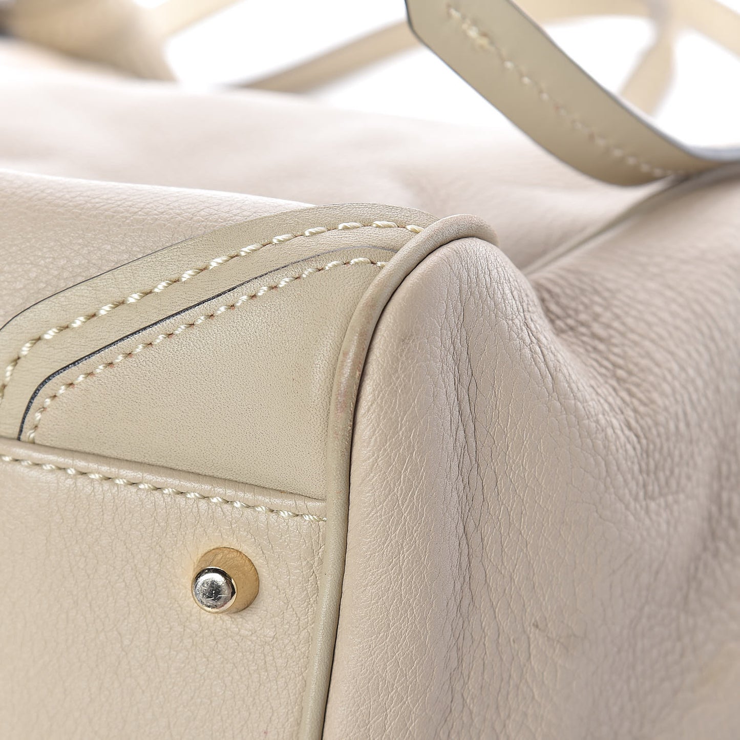 Grainy Calfskin Small Canterbury Tote Beige