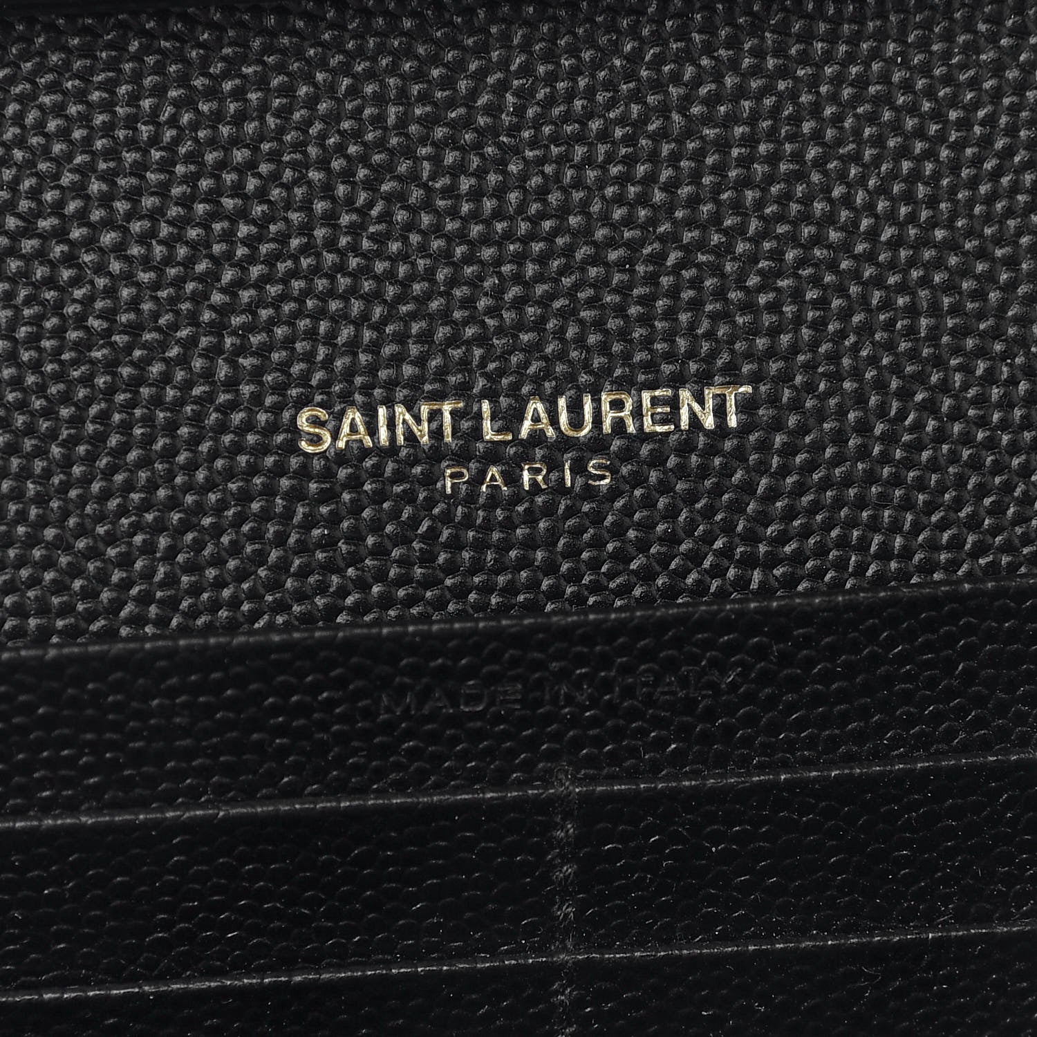 Saint Laurent Grain De Poudre Mixed Matelasse Triquilt Monogram Chain Wallet Black 6 of 8