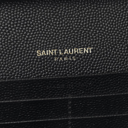 Saint Laurent Grain De Poudre Mixed Matelasse Triquilt Monogram Chain Wallet Black 6 of 8