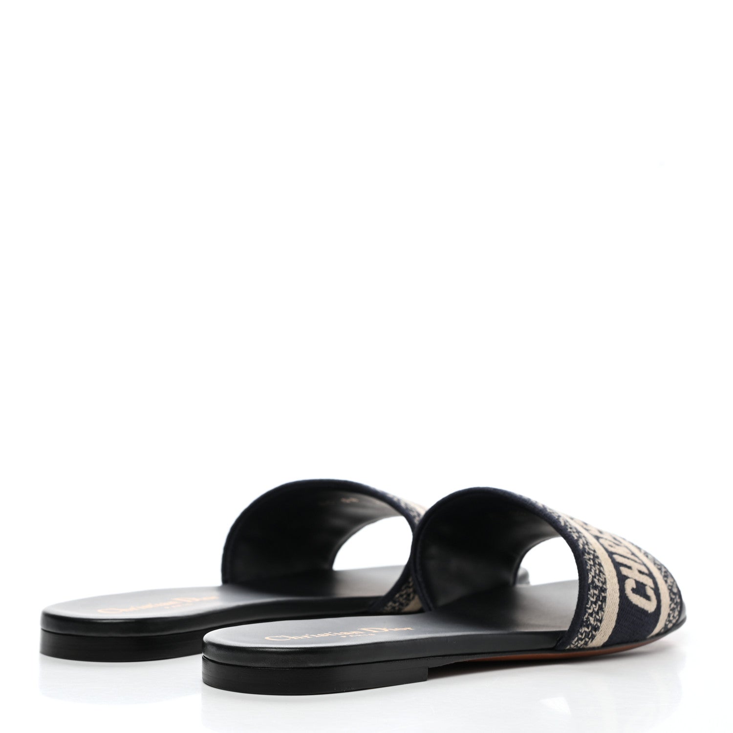 Christian Dior Canvas Embroidered Dway Mules Slide Sandals 37 Deep Blue 4 of 8