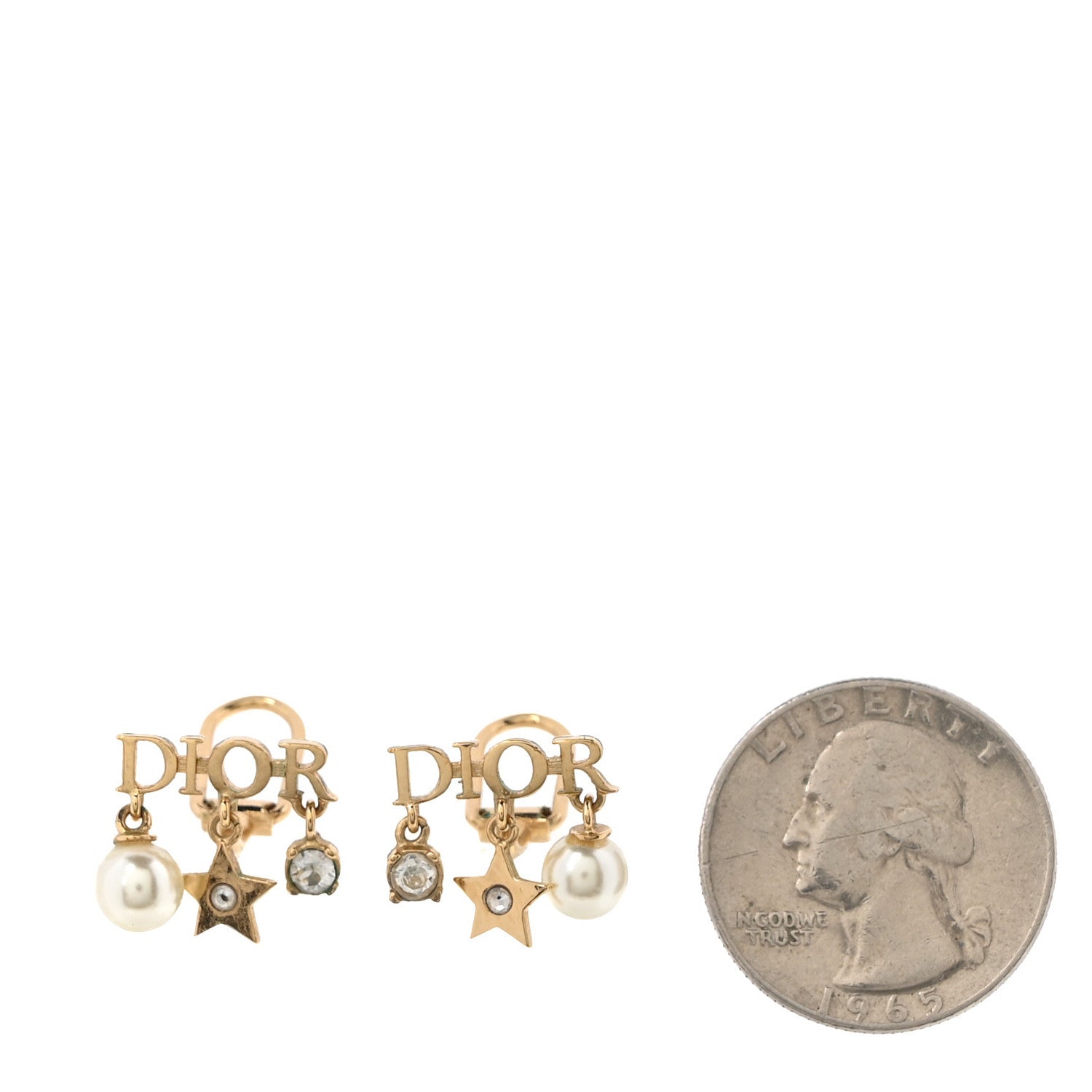Christian Dior Pearl Crystal Dio(r)evolution Star Clip On Earrings Gold 2 of 4