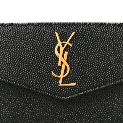 Saint Laurent Grain De Poudre Uptown Monogram Card Case Black 7 of 10