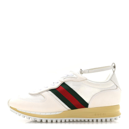 Gucci GG Suede Monogram Web Re-Motion Sneakers 37.5 White 1 of 8