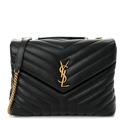 Saint Laurent Calfskin Y Quilted Monogram Medium Loulou Chain Satchel Black 1 of 11
