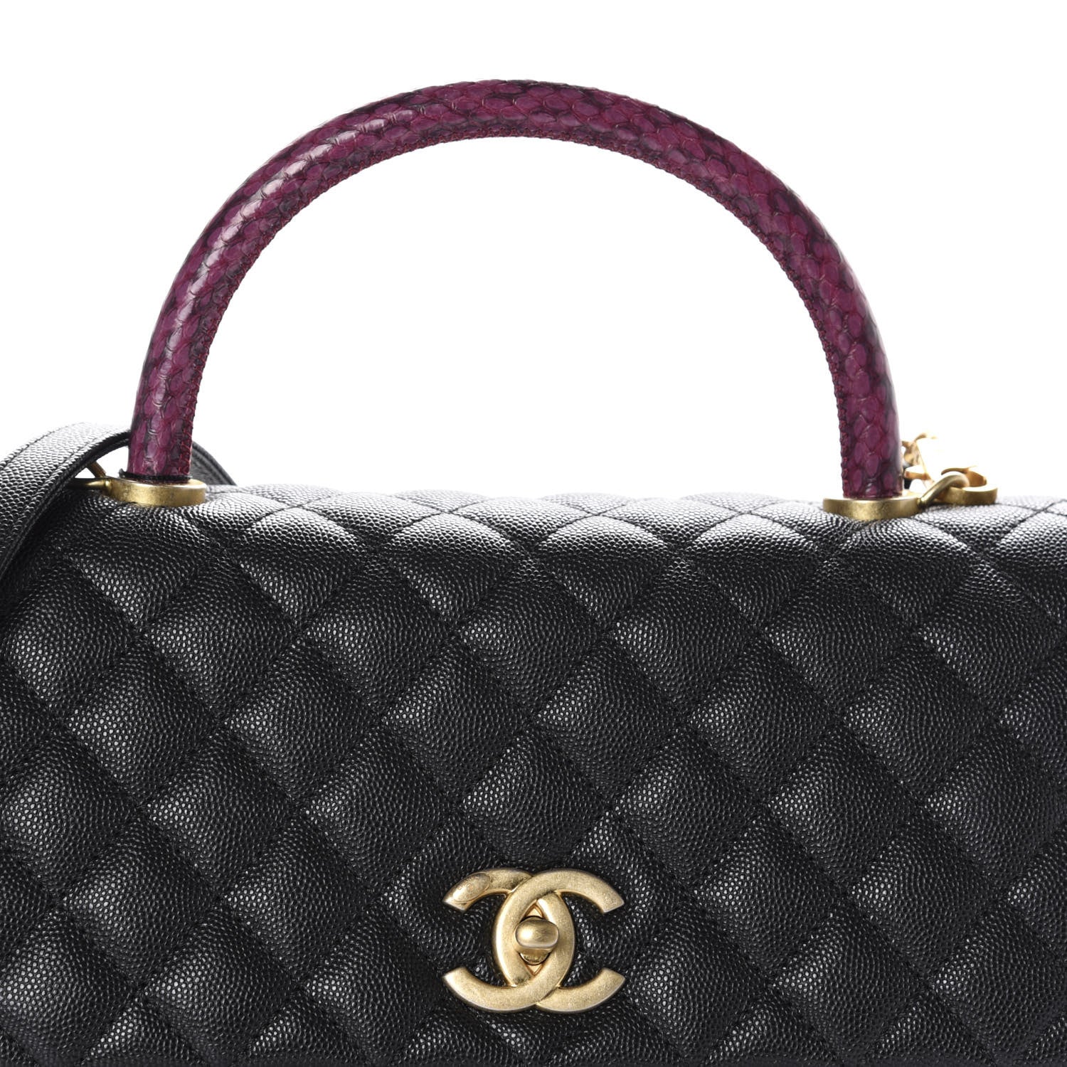 Chanel Caviar Elaphe Quilted Small Coco Handle Flap Black 10 of 11