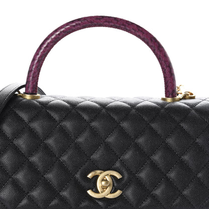 Chanel Caviar Elaphe Quilted Small Coco Handle Flap Black 10 of 11