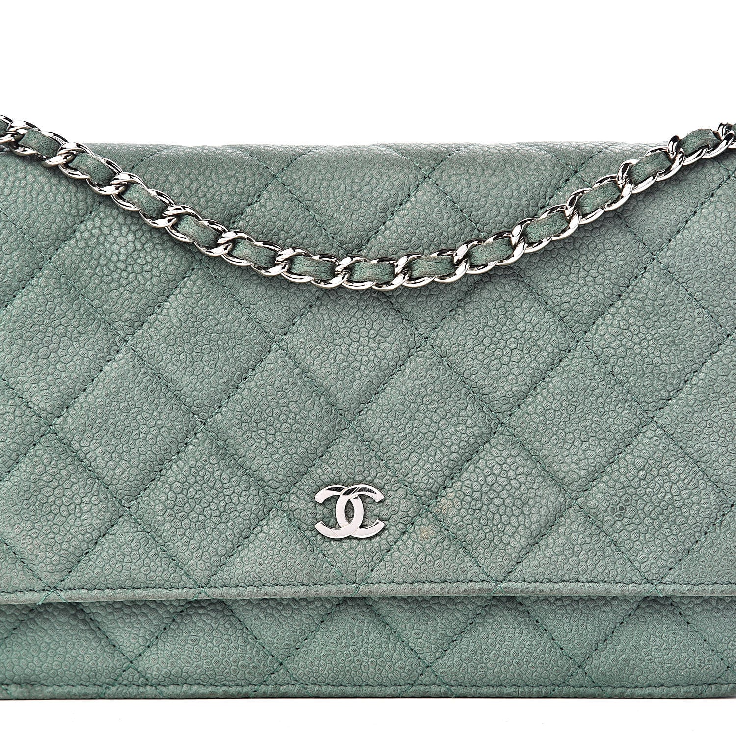 Chanel Iridescent Caviar Quilted Wallet On Chain WOC Green 11 of 11