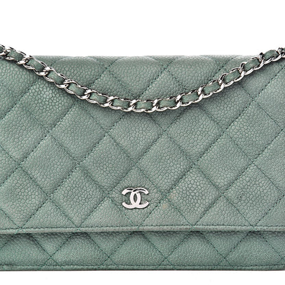 Chanel Iridescent Caviar Quilted Wallet On Chain WOC Green 11 of 11