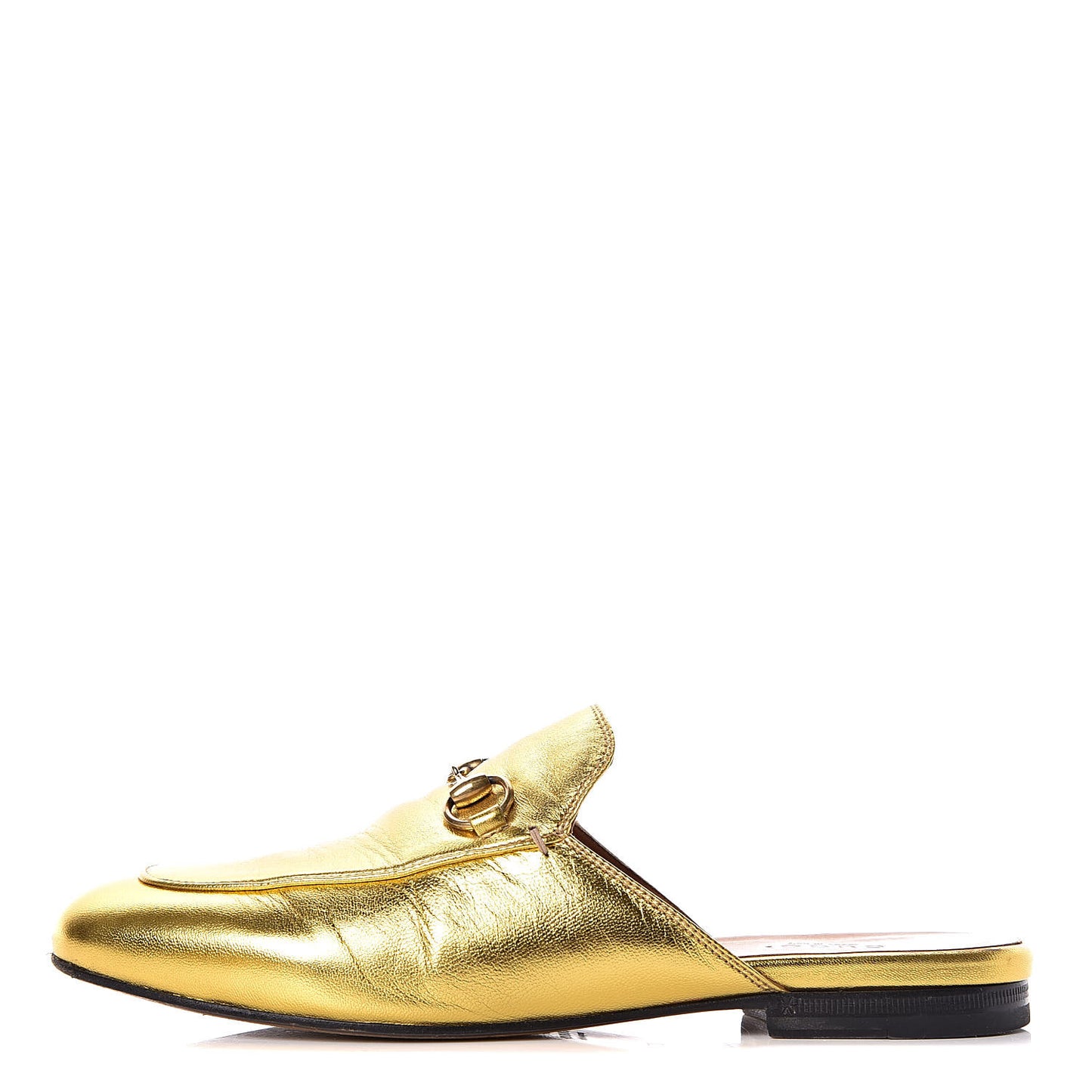 Metallic Nappa Womens Princetown Slippers 37 Gold