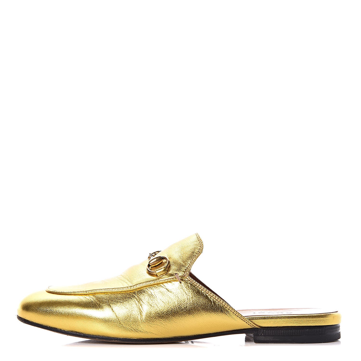 Gucci Metallic Nappa Womens Princetown Slippers 37 Gold 1 of 18