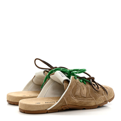 Miu Miu X NEW BALANCE Faded Suede Calfskin 530 SL Slip-On Mules 36 Ecru 5 of 10