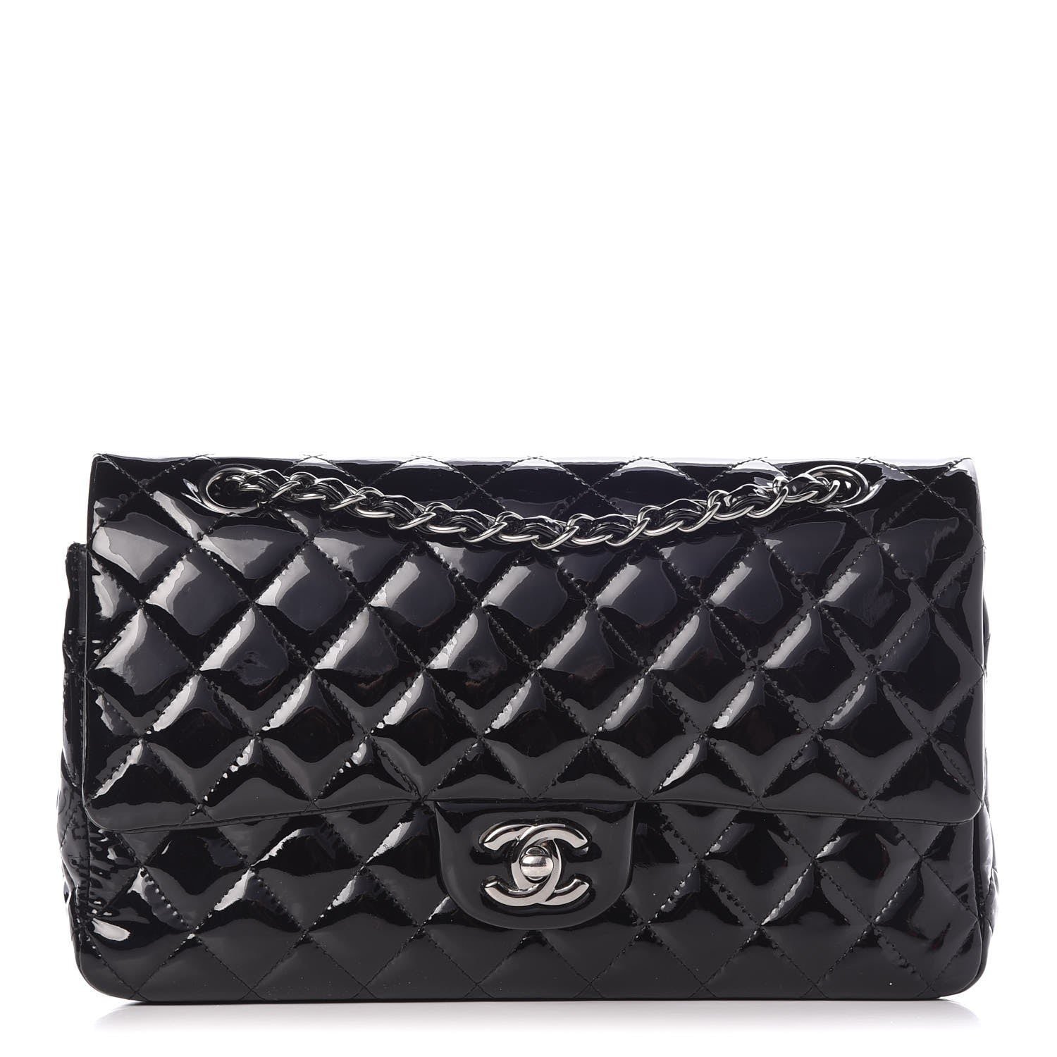 Chanel Patent Quilted Medium Double Flap Black 1 of 8