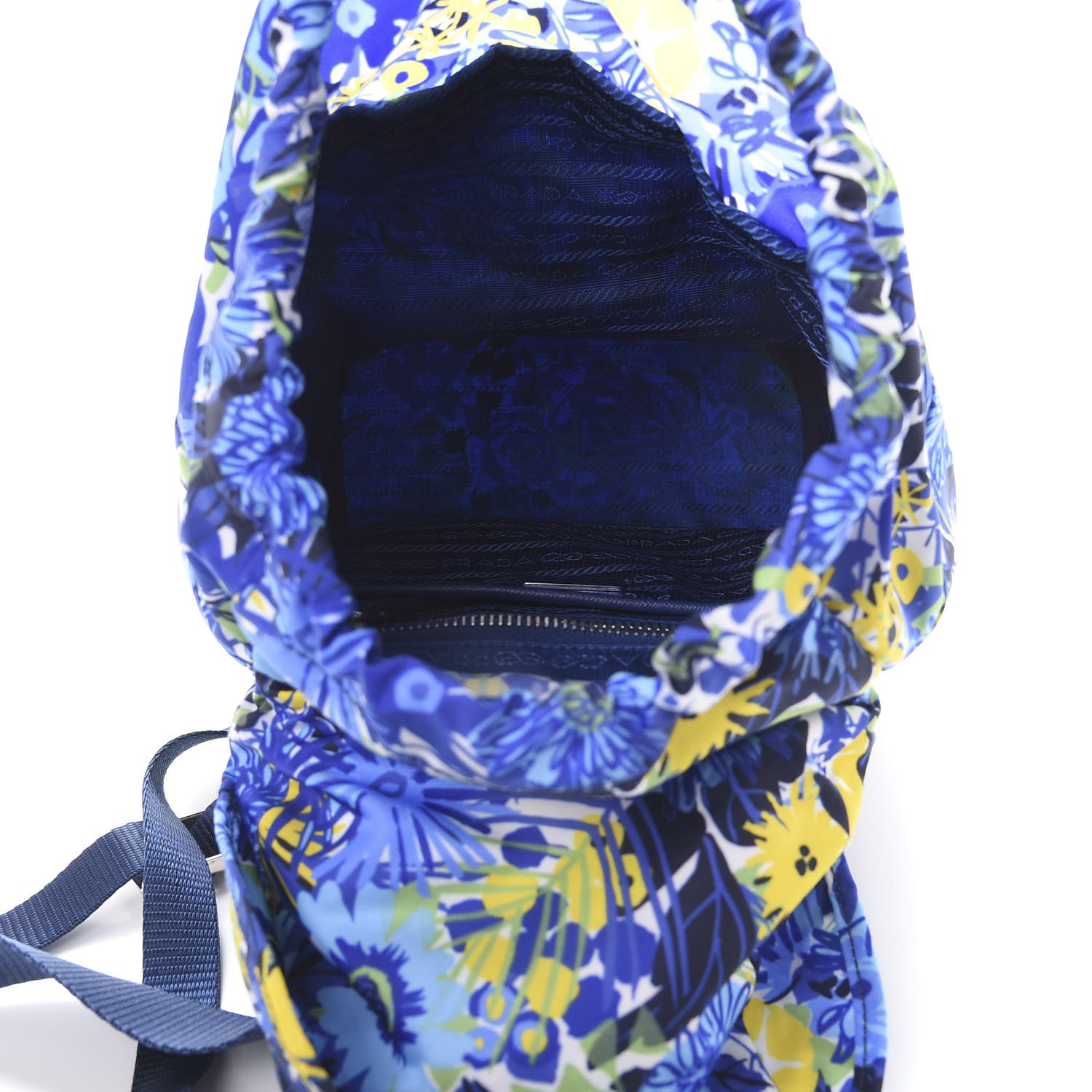 Prada Nylon Saffiano Floral Print Single Buckle Backpack Bluette Dis Primule 4 of 11