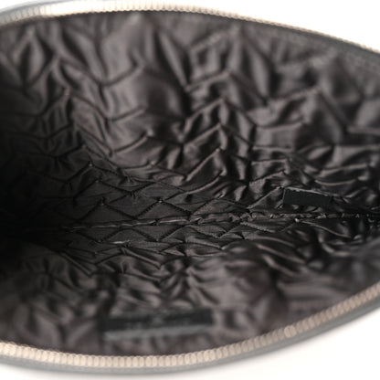 Chanel Metallic Sheepskin Chevron Quilted Mademoiselle Vintage Large Zip Pouch Dark Grey 5 of 10