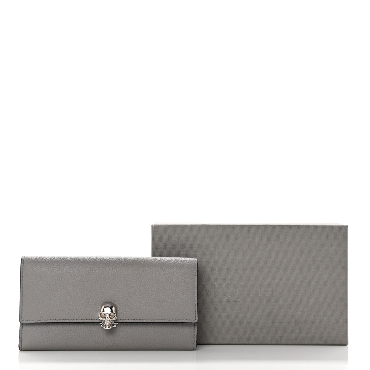 Calfskin Skull Continental Wallet Grey