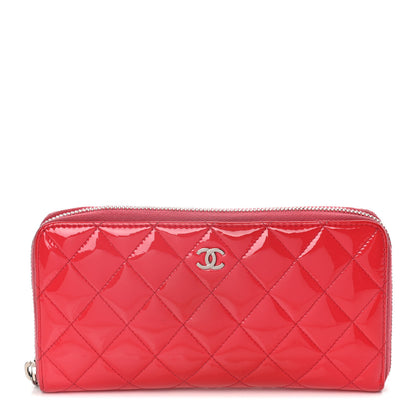 Chanel Patent Quilted Large Gusset Zip Around Wallet Red 1 of 17