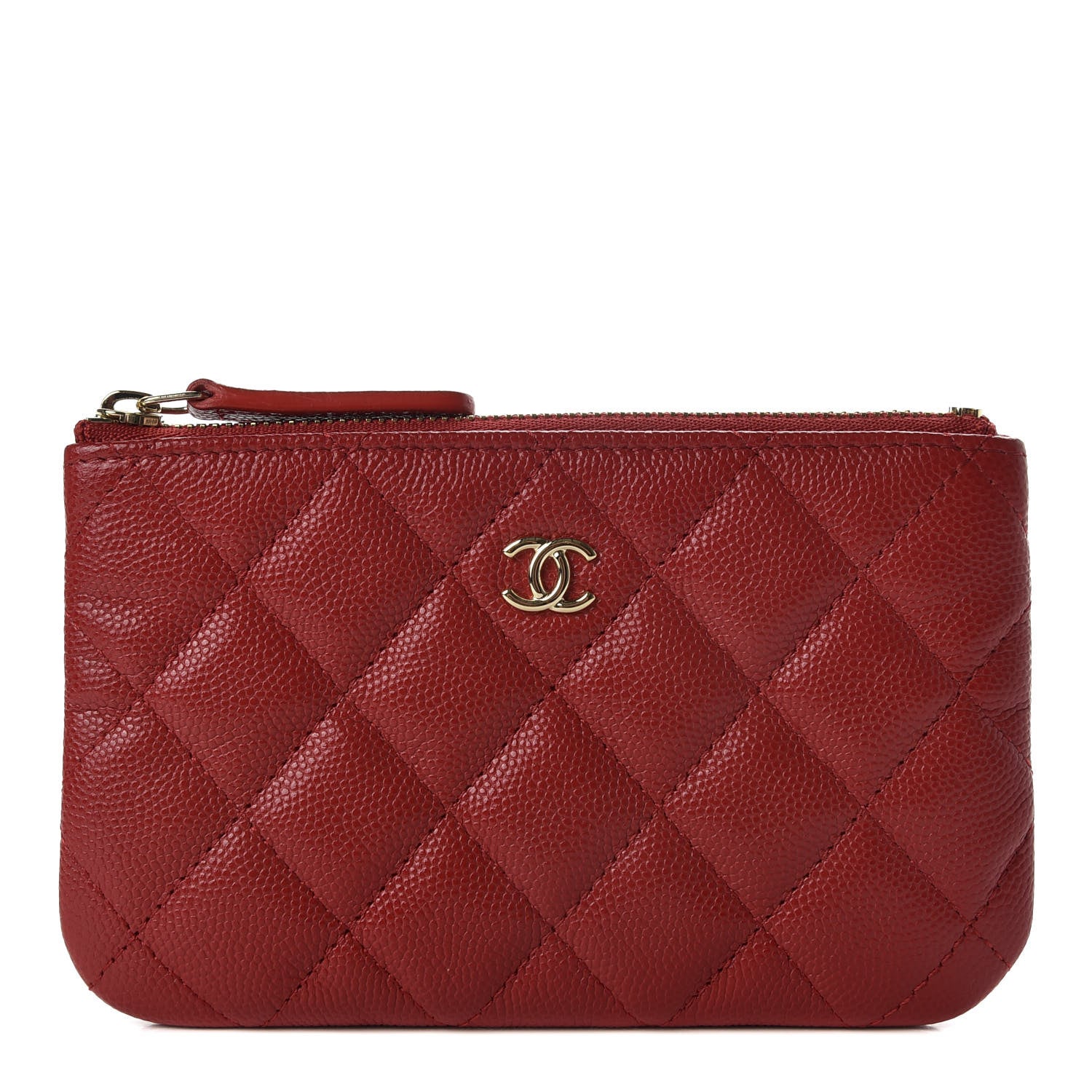 Chanel Caviar Quilted Small Cosmetic Case Dark Red 1 of 8