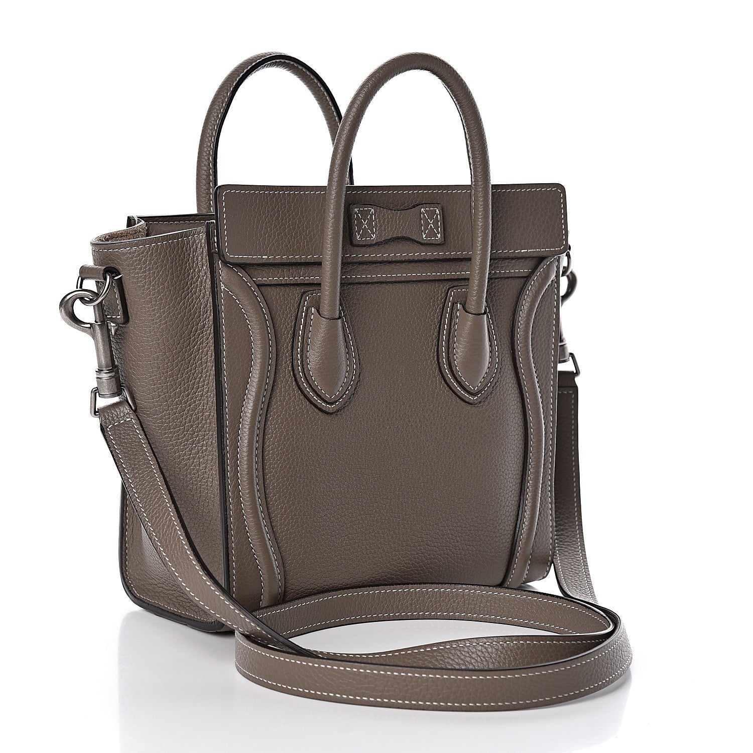 Celine Drummed Calfskin Nano Luggage Souris 3 of 12