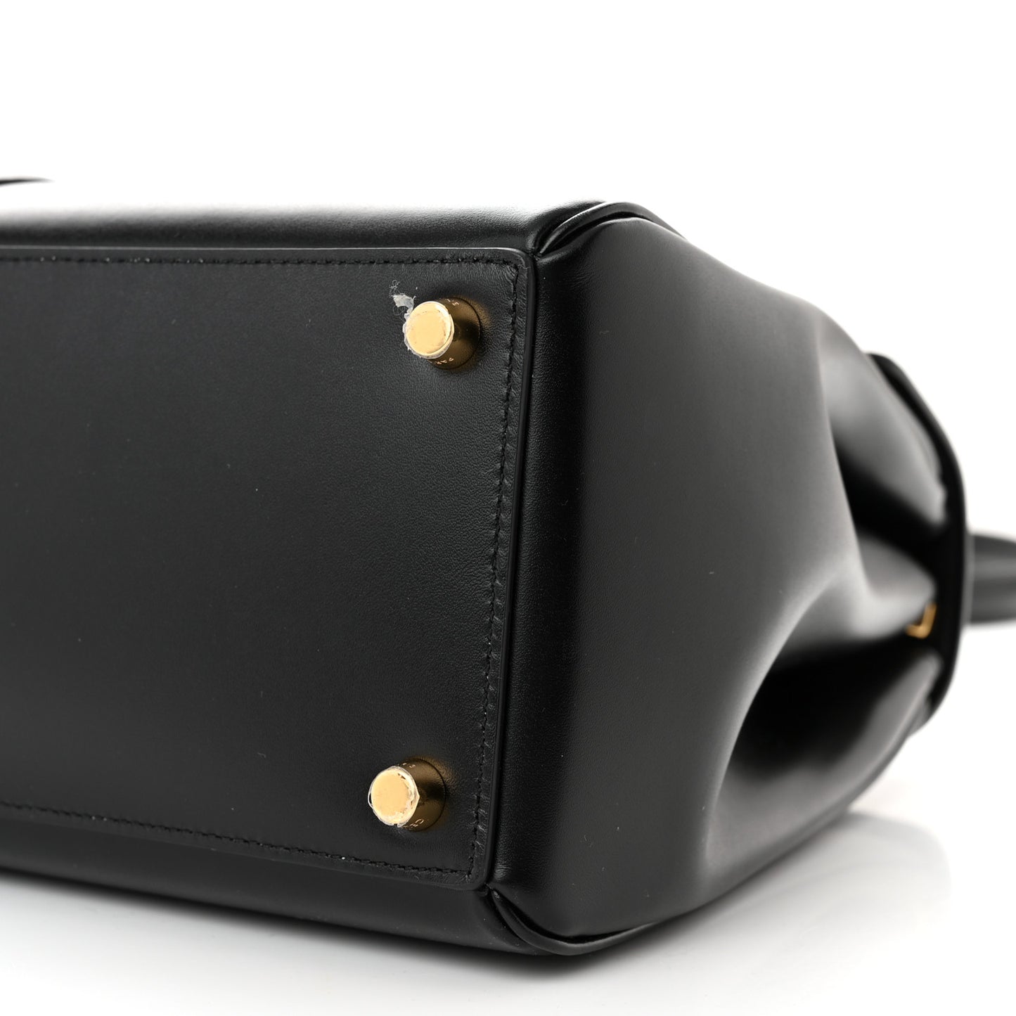 Satinated Calfskin Medium 16 Top Handle Bag Black