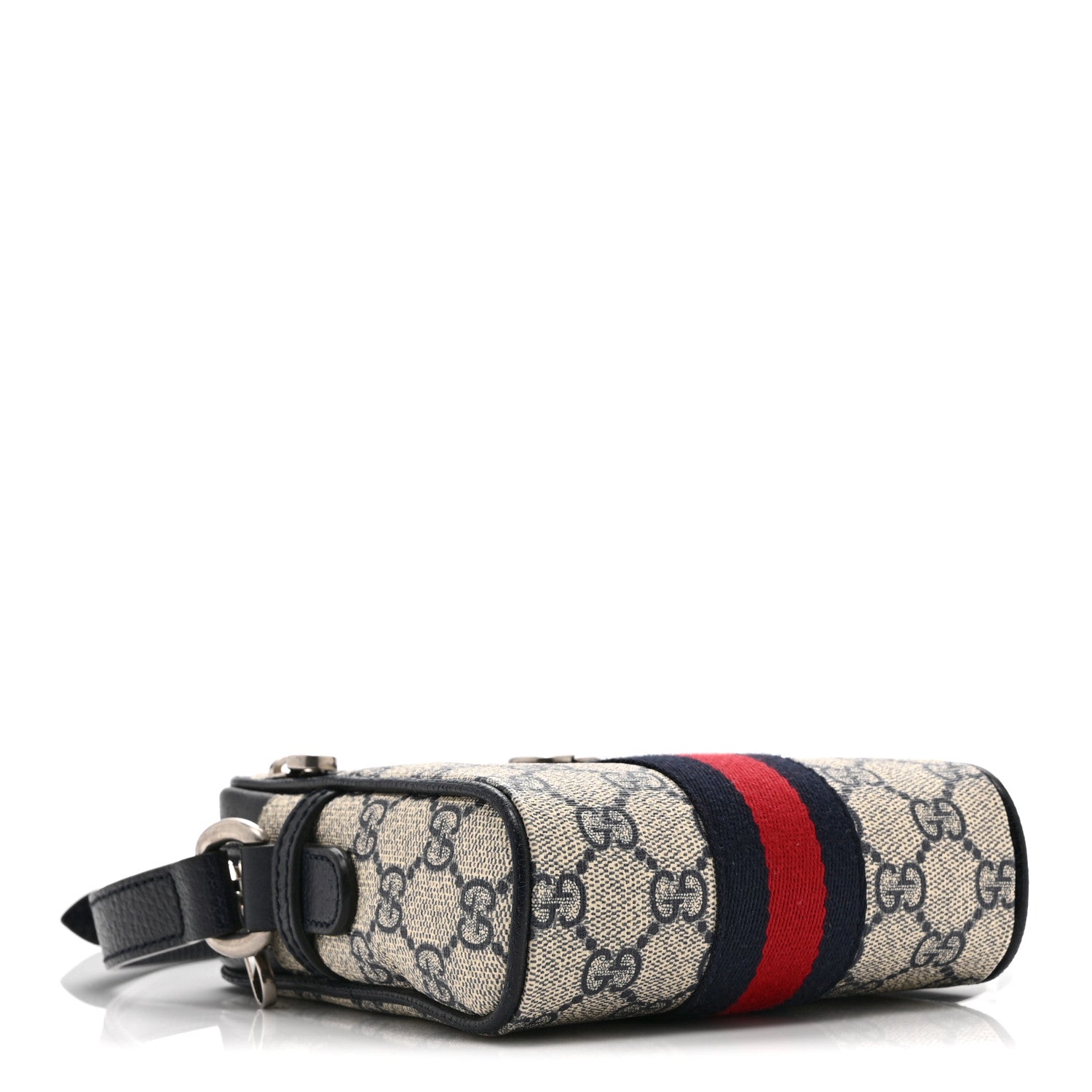 Gucci GG Supreme Monogram Textured Calfskin Web Mini Ophidia Messenger Beige Blue 4 of 10
