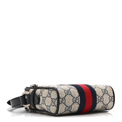 Gucci GG Supreme Monogram Textured Calfskin Web Mini Ophidia Messenger Beige Blue 4 of 10