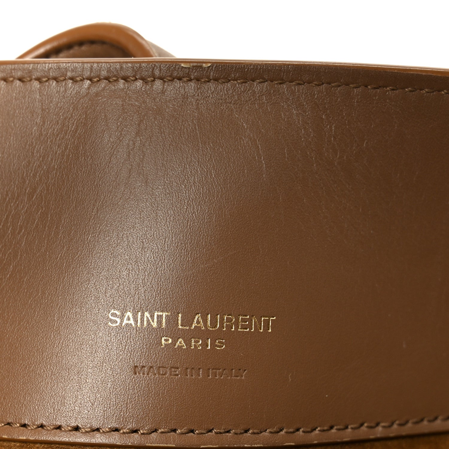 Saint Laurent Shiny Calfskin Le 37 Small Bucket Bag Dark Cork 6 of 10