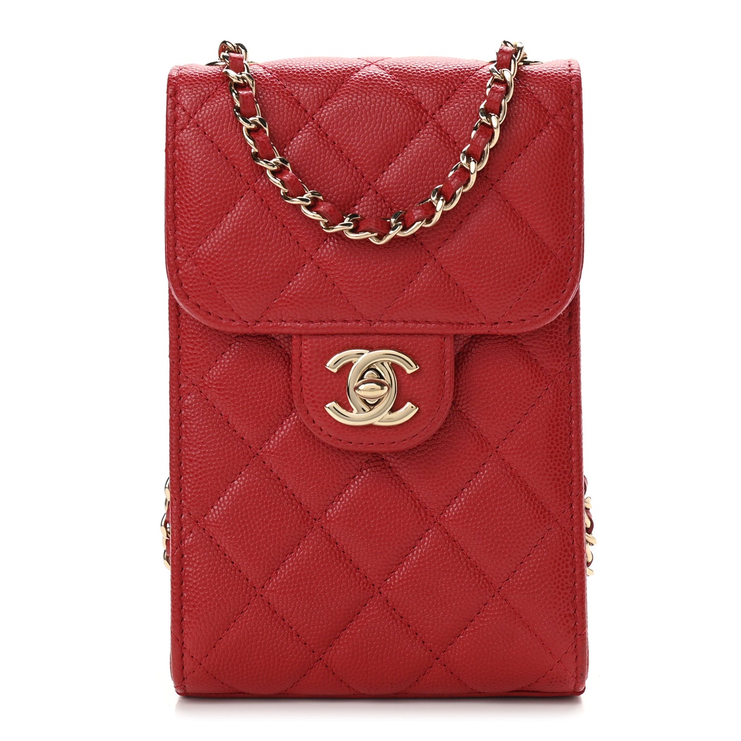Caviar Quilted Classic Phone Holder Red